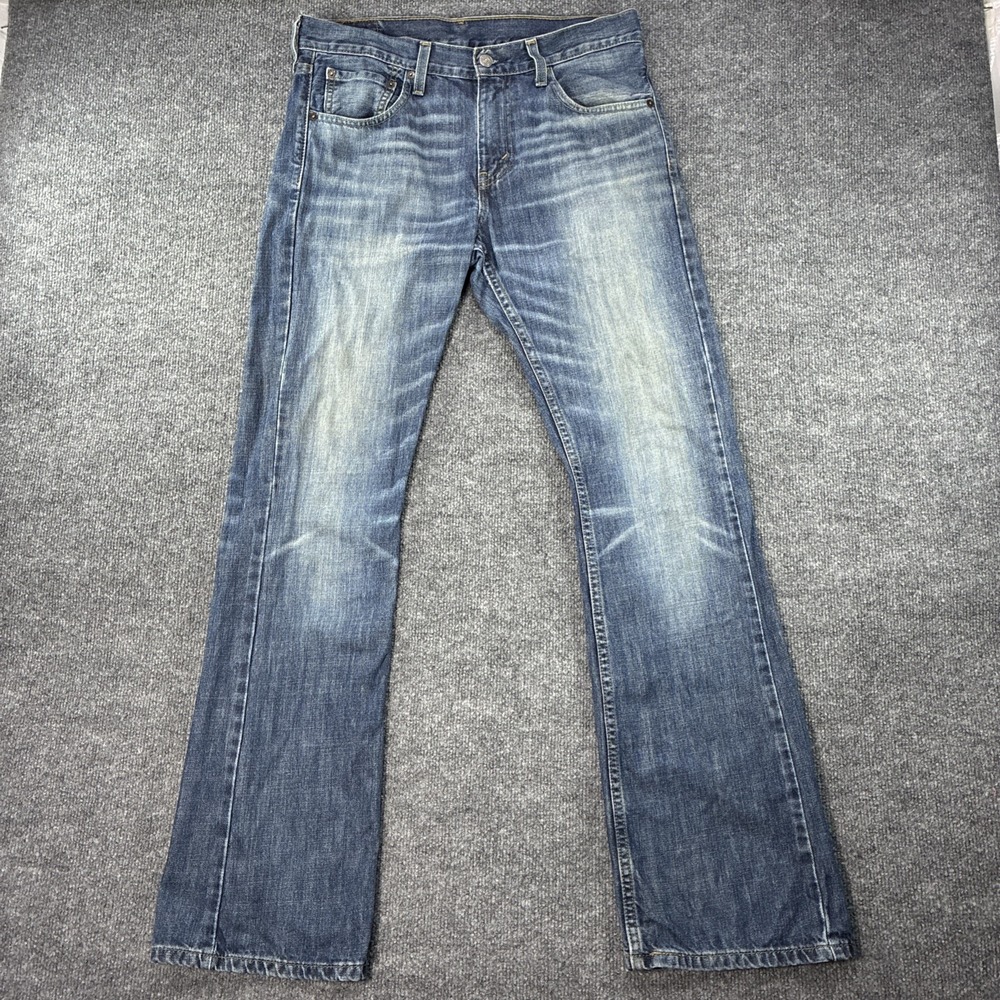 Levis 527 Bootcut Jeans Mens 32x32 Fits 34x34 Blue Denim Cotton Western Faded